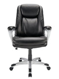 Realspace Treswell Bonded Leather High-Back Executive Chair, Black/Silver