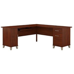 (Scratch & Dent) Bush Furniture Somerset L Shaped Desk, 72"W, Hansen Cherry