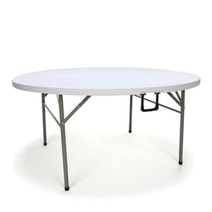 OFM Outlet Center-Folding Utility Table, Round, 60"W x 60"D, White/Silver