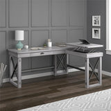 (Scratch & Dent) Ameriwood Home Wildwood L-Shaped Desk With Lift Top, Distressed Whitewash