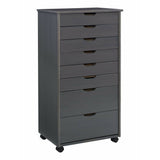 (Scratch and Dent) Linon Home Decor Products Casimer 8-Drawer Rolling Home Office Storage Cart, Gray