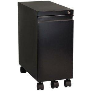 (Scratch and Dent) Lorell 5th Wheel Slim 20"D Vertical 1-Drawer Pedestal Cabinet, Metal, Black