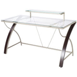 Realspace Outlet Axley Glass Computer Desk, Cherry/Silver