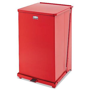 (Scratch & Dent) Rubbermaid Commercial Defenders Square Steel Step Can, 40 Gallons, Red