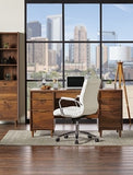 Realspace Modern Comfort Series Winsley Bonded Leather Managerial Mid-Back Chair, White/Silver