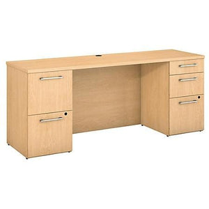 Bush Business Furniture 300 Series Office Desk With 2 Pedestals 72"W, Natural Maple