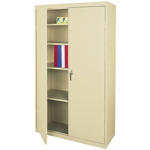 Realspace 72" Steel Storage Cabinet With 4 Adjustable Shelves, 72"H x 36"W x 18"D, Putty