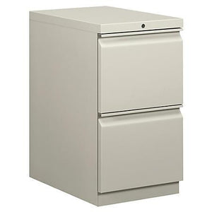 (Scratch & Dent) Basyx by HON Mobile Pedestal Vertical Filing Cabinet, 2 Drawers, 28"H x 15"W x 20"D, Light Gray