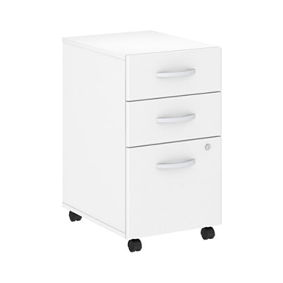 Bush Business Furniture Studio C 3 Drawer Mobile File Cabinet, White