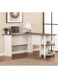 (Scratch and Dent) Ameriwood Outlet  Home Dakota L-Shaped Desk With Bookshelves, White