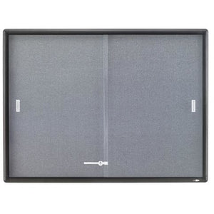 (Scratch & Dent) Quartet Outlet Sliding Door Fabric Bulletin Board, 36"H x 48"W, 2 Doors