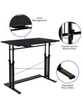 Flash Furniture Height-Adjustable Sit-To-Stand Home Office Desk, 35-3/4"H x 39-1/4"W x 23-3/4"D, Black