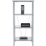 Realspace Vista 4-Shelf Glass Bookcase, Clear/Silver