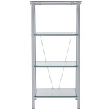 (Scratch & Dent) Realspace Vista 4-Shelf Glass Bookcase, Clear/Silver