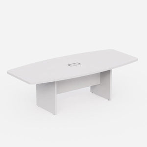 Sheridan 8-Ft. Boat-Shaped Conference Table with Silver Rectangular Grommet, 94.5"Wide x 43"Deep x 30"High, White