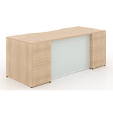 Chiarezza Rectangular Desk Shell with White Glass Modesty Panel