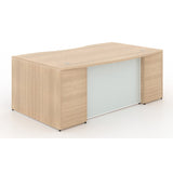 Chiarezza Bow Front Desk Shell w/ White Glass Modesty Panel
