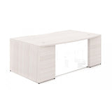 Chiarezza Bow Front Desk Shell w/ White Glass Modesty Panel