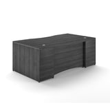 Chiarezza Bow Front Desk Shell With Laminate Modesty Panel