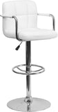 Contemporary Quilted Vinyl Adjustable Height Barstool