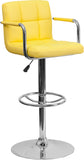 Contemporary Quilted Vinyl Adjustable Height Barstool
