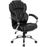 High Back Transitional Style Black LeatherSoft Executive Swivel Office Chair with Arms