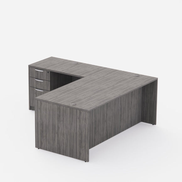 Sheridan Executive L-Shaped Desk with Locking Box/Box/File Pedestal Drawers, 72
