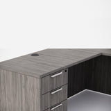 Sheridan Executive L-Shaped Desk with Locking Box/Box/File Pedestal Drawers, 72"Wide x 78"D, Stone Gray