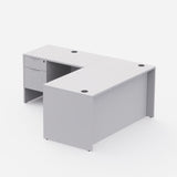 Sheridan Manager L-Desk 60"W x 72"D L-Shaped Desk with Locking Hanging Box/File Pedestal, White