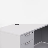 Sheridan Manager L-Desk 60"W x 72"D L-Shaped Desk with Locking Hanging Box/File Pedestal, White