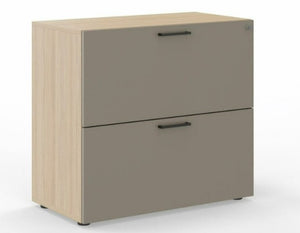 Leah Two-Drawer 36"W Locking Lateral File Cabinet, Amber Oak/Taupe