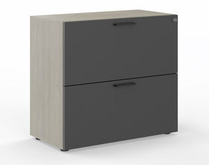 Leah Two-Drawer 36"W Locking Lateral File Cabinet, Oyster Gray/Charcoal
