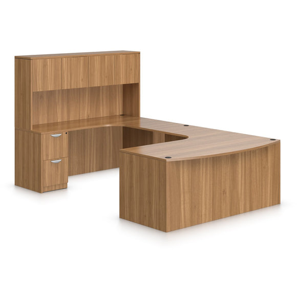 Preva U-Shaped, Rounded, Desk with Hutch