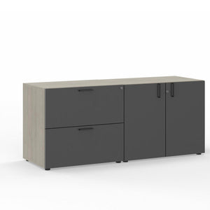 Leah Credenza Combo 2-Drawer Lateral File & 2-Doors Storage Cabinet 72"W x 22"D, Oyster Gray/Charcoal