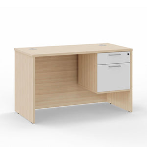 Leah Desk Shell 47"W x 24"D w/ Hanging Box/File Cabinet, Sand Ash/White