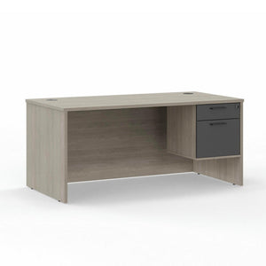 Leah Administrator's Desk with Locking Box/File Pedestal Drawer, 63"Wide x 31"D, Oyster Gray/Charcoal