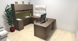 Chiarezza Executive U-Shaped Desk with Overhead Hutch