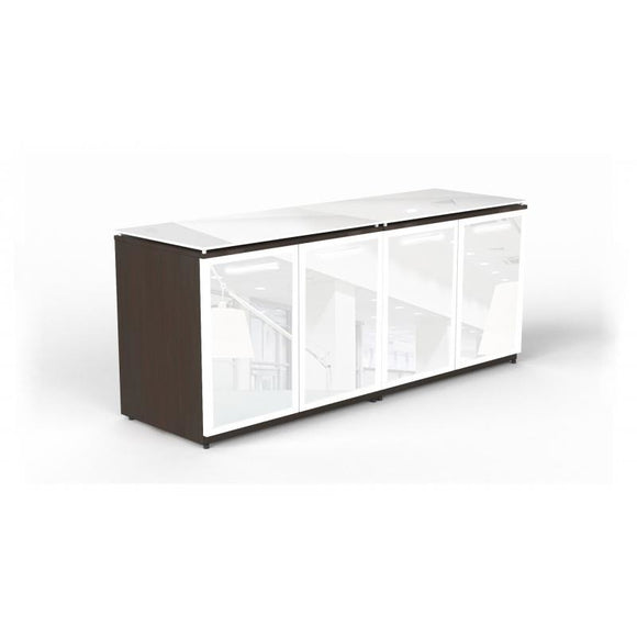 Chiarezza Double Storage Unit with White Glass Doors & Tops