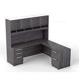 Chiarezza L-Shaped Desk w/ Hutch & Two Pedestals