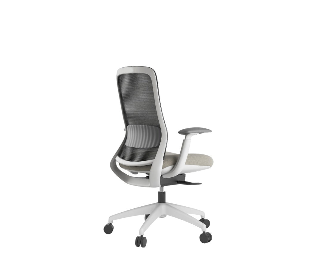 Stella Executive Ergonomic High-Back Mesh Chair with Headrest, Champagne