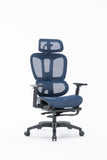 Sharpline Plus Ergo8 Mesh Office Chair w/ Adjustable Headrest and Retractable Footrest, Navy Blue