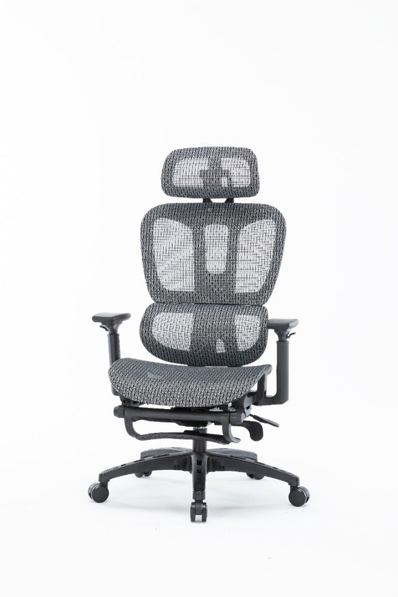Sharpline Plus Ergo8 Mesh Office Chair w/ Adjustable Headrest and Retractable Footrest, Silver