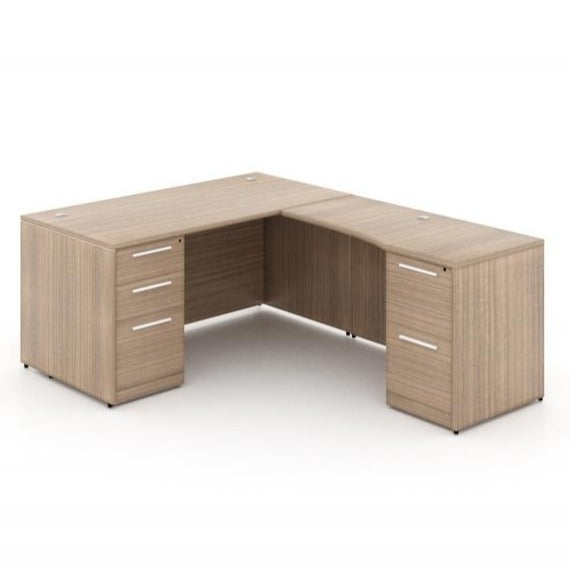 Chiarezza L-Shaped Desk w/ Two Pedestals