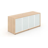 Chiarezza Storage Credenza with White Glass Doors