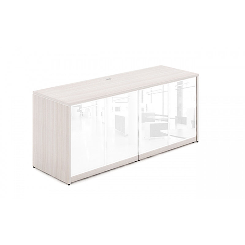 Chiarezza Storage Credenza with White Glass Doors