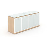 Chiarezza Double Storage Unit with White Glass Doors & Tops