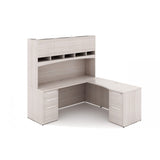 Chiarezza L-Shaped Desk w/ Hutch & Two Pedestals