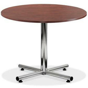 Empresario 36" Round Cafeteria Table with Chrome Base, Cherry