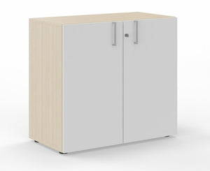 Leah Two-Shelf 36"W Storage Cabinet, Sand Ash/White