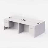 Sheridan Collaborative Benching 96"W x 48"D with Locking Hanging Box/File Pedestals & Dividers - White